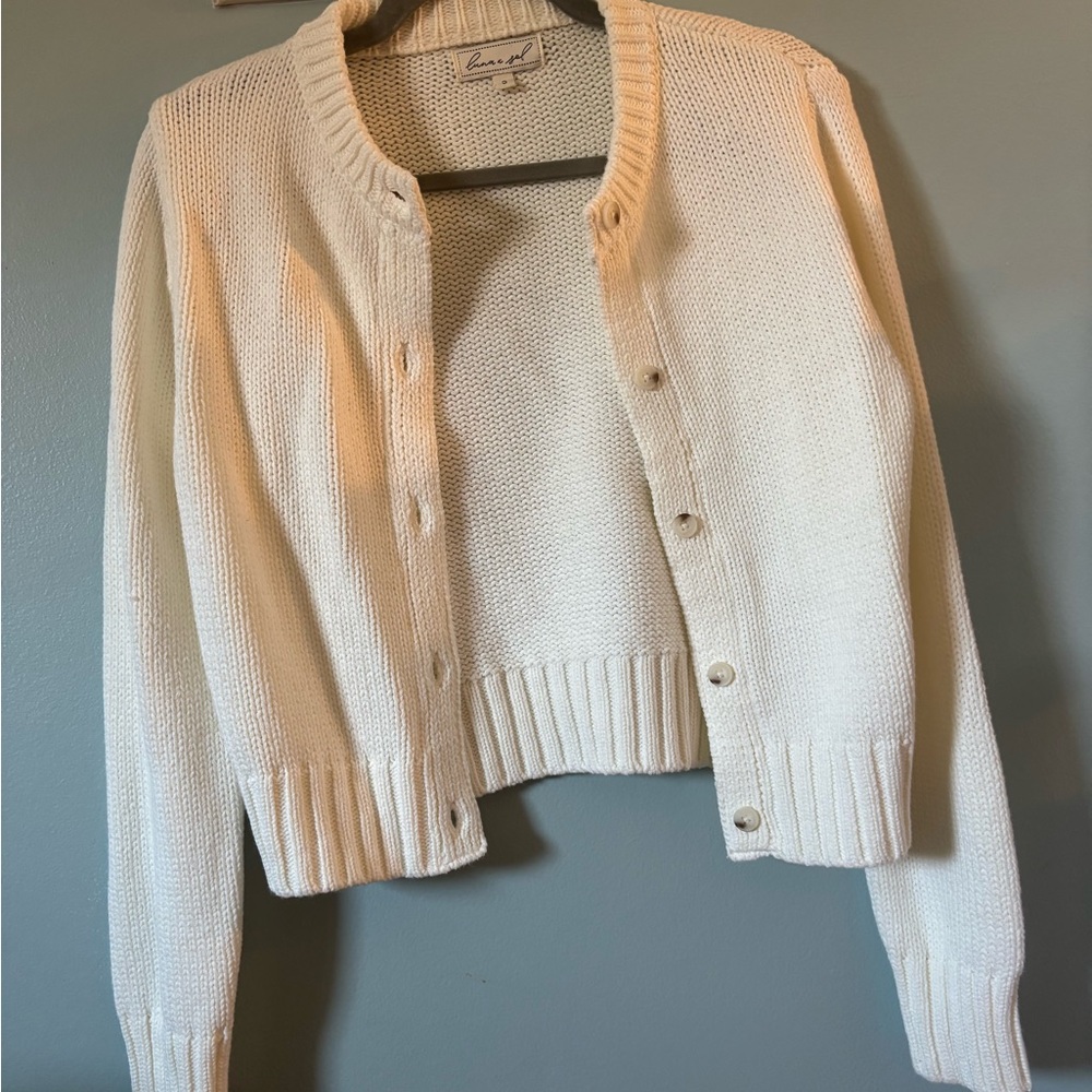 Open-Front Cream Knit Cardigan